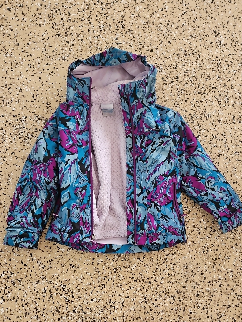 Columbia Girls' Teal, Purple & Pink Patterned Puffer Jacket